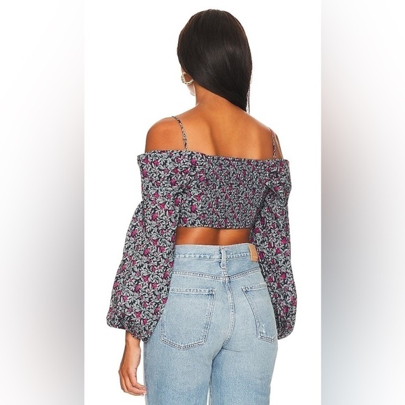 Lovers + Friends Pearl Top, Blue Floral Multi, Size S - Picture 3 of 11